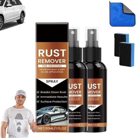 2Pcs Rust Remover Spray Heavy Duty Metal Cleaner, 30ml Car Rust Remover Wheel Cleaning Metal Repair Long-lasting Protection, Heavy Duty Rust Dissolver for Metal , Iron Remover Car Detailing