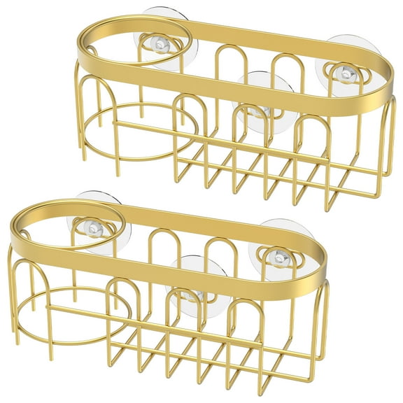 2Pcs Rust-Resistant Stainless Steel Sponge Holder for Kitchen Sink with Suction Cups Suction Cup Rack Caddy, No Drill Rustproof Kitchen Sink Organizer for Place Dishwashing Brush Soap and Sponge