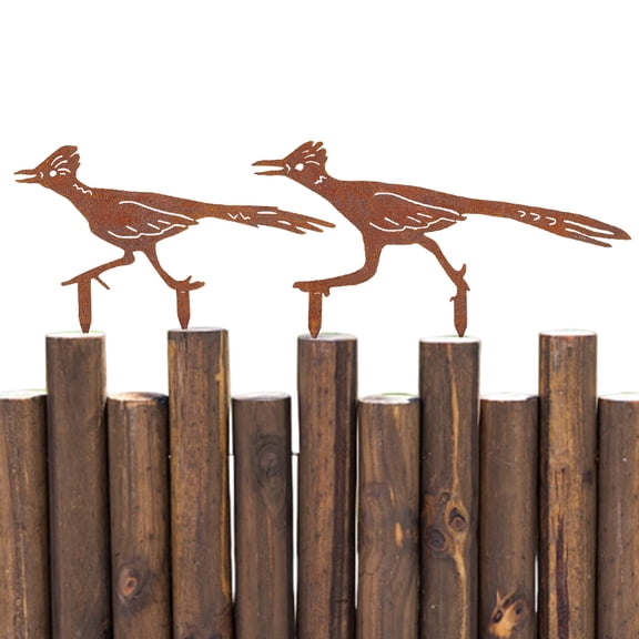 2Pcs Rusty Birds Fence Decoration Outdoor Metal Birds Decor