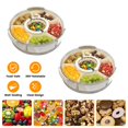 thumbnail image 1 of 2Pcs S/L Clear Portable Divided Serving Tray with 6 Dividers, 360° Rotatable Snack Platters Box Container for Fruit Candy Nut Party Picnic, 1 of 9