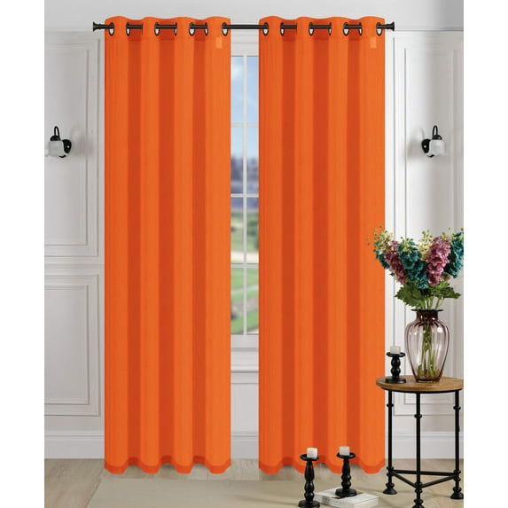 2Pcs. SEMI-Sheer Window Panel curtains SOLID GROMMET PLAIN STYLE DRAPES MIRA