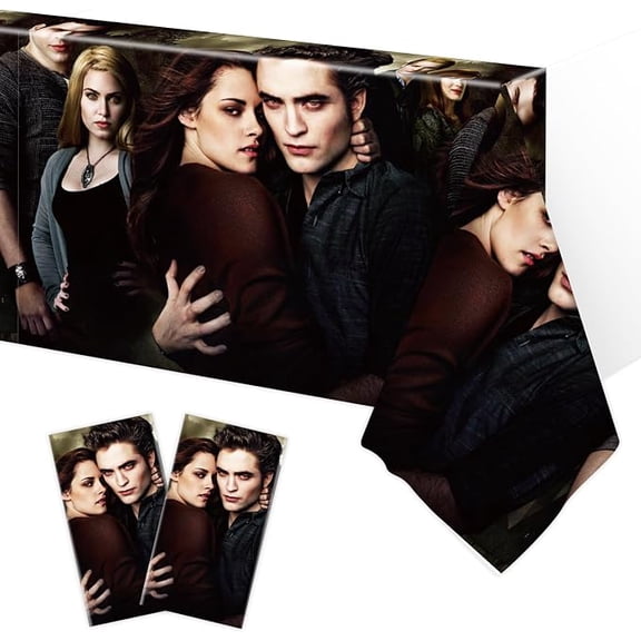 2Pcs Saga of Twilight Tablecloth Disposable Tablecover Birthday Party Supplies Napkin Plates for Kid Boy Baby Shower Rectangle Tables 70"X42",2 Pack
