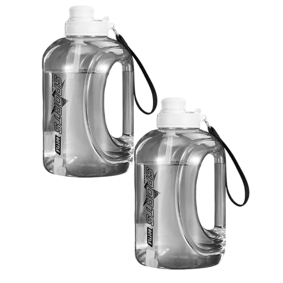 2Pcs Saltisle 80/60 Oz Water Jug with Time Marker Straw Chug Lid Bpa Free Big Water Bottle with Straw Reusable Hiking Waters Bottles with Portable Handle Fits for Running and Camping(80Oz-White)