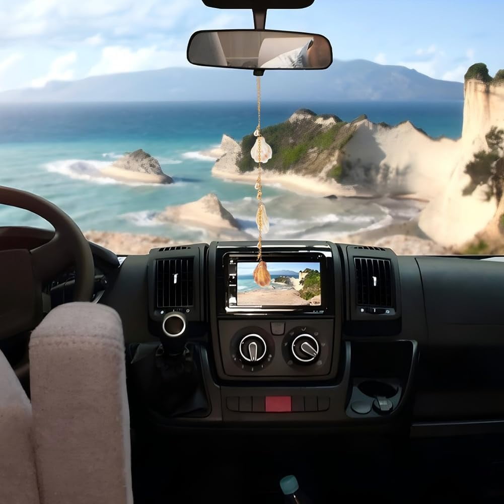 2Pcs Sea Shells Car Decor Boho Coastal Car Charm Hanging Ornament Cute ...