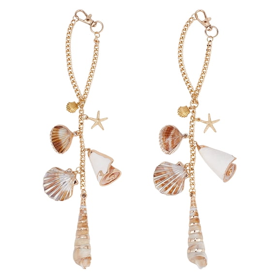 2Pcs Sea Shells Car Decor Rear View Mirror Charm Starfish Aesthetic Ornament Car Pendant Coastal Hanging Charms Beach Themed Hanging Decor