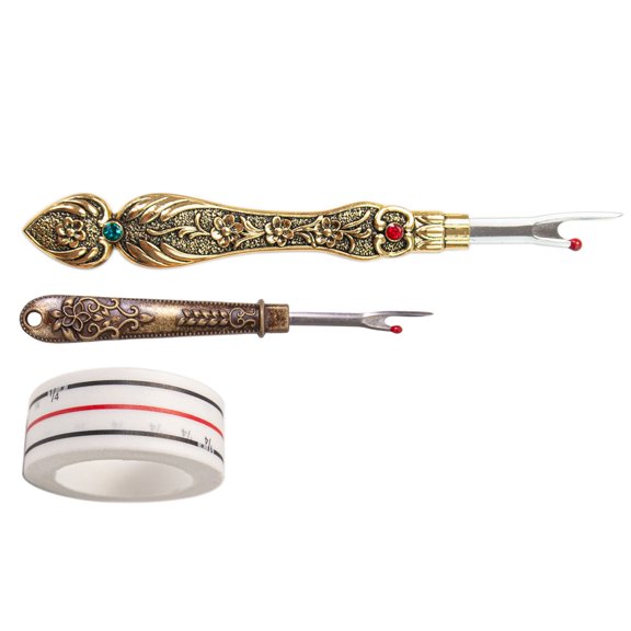 2Pcs Seam Rippers Sewing Positioning Tape Set Stainless Steel Thread Unpicker Thread Remover Tool for Embroidery Sewing