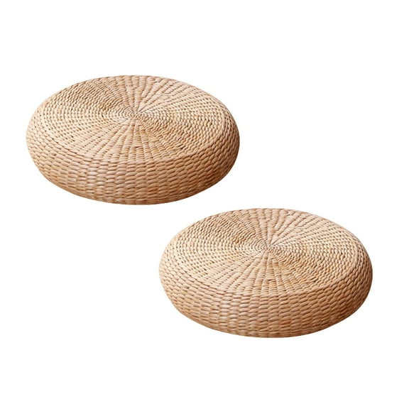 2Pcs Seat Cushion Natural Straw Woven Floor Pillow Outdoor Round Floor Cushion Sitting Handmade Meditation Cushion For Zen Yoga Practice Or Buddha Meditation Beige Diame Cushion