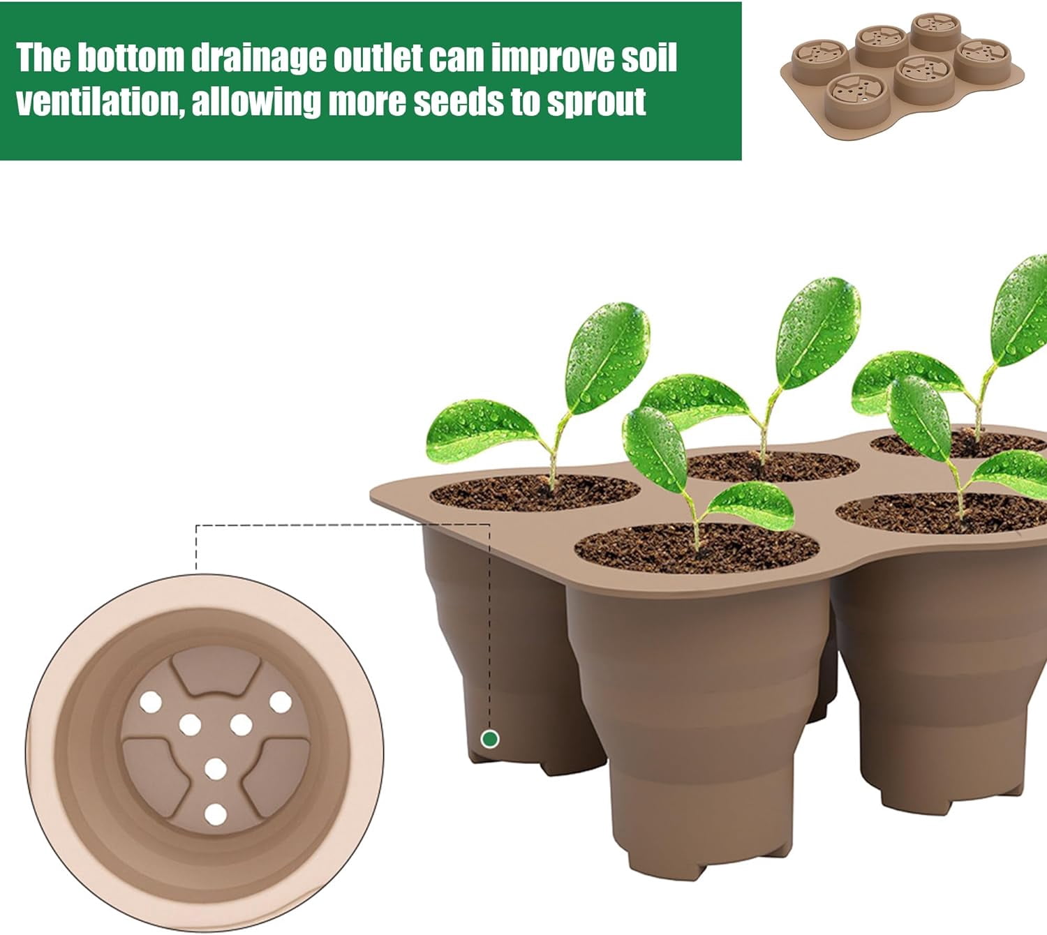 50 Deep Tree Starter Pots - Tall Seedling Pots For Plants, Veggies, Trees - Reusable PP Plastic With Drain Holes