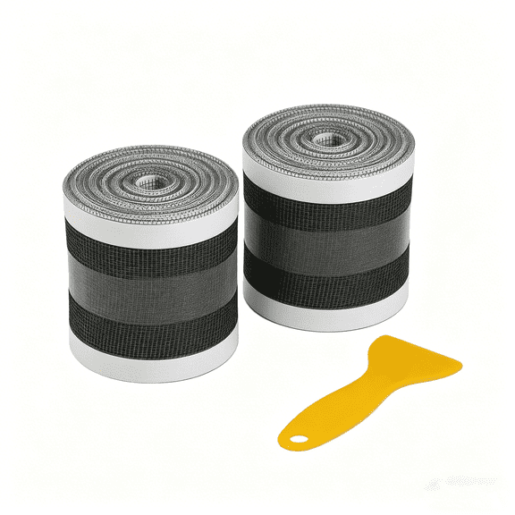 2Pcs Self Adhesive Fiberglass Window Screen Repair Tape, 4" x 16' Strong Waterproof Screen Patch Kit with Scraper, Cover Holes & Tears for Window Screen, Door Screen, Tent Mesh, Mosquito Net
