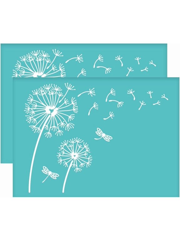 2Pcs Self-Adhesive Silk Screen Printing Stencil Dandelion Pattern Mesh Transfers Stencil Dragonfly Pattern for Painting on Wood DIY T-Shirt Fabric 7.7x5.5inch Colorful