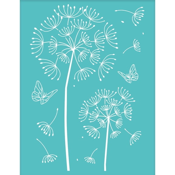 2Pcs Self-Adhesive Silk Screen Printing Stencil Reusable Mesh Transfers Stencil Dandelion Theme Silk Screen Stencil for Painting on Wood 19.5x14cm