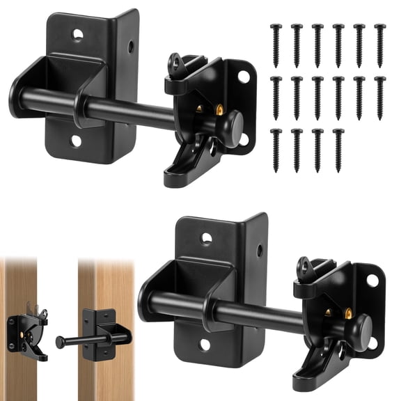 2 Pcs Self Locking Gate Latch Upgraded Galvanized Carbon Steel Automatic Gravity Privacy Fence Gate Latch for Wooden Fence Outdoor Pool Backyard