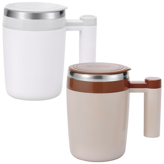 2Pcs Self Stirring Coffee Mug Stainless Steel Mixing Coffee Cup High Speed Electric Mixing Cup Detachable Stirring Cup Easy to Use Electric Mixing Coffee Cup Suitable for Office