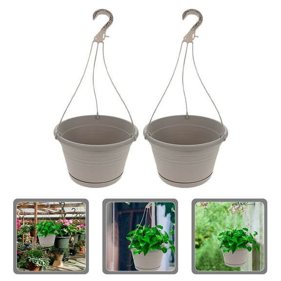 2Pcs Self-Watering Hanging Pots - 10 Flower Basket for Patio, Balcony, Indoor Plants (Drainage Holes)