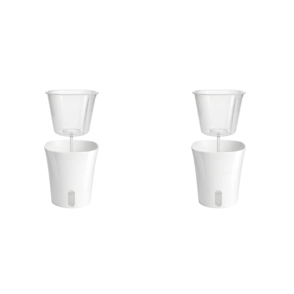 2Pcs Self Watering Pots for Indoor Plants, Clear Inner Cup Planters with Water Level Window, Vented Root Design, Ideal for Herbs, Cuttings and Home Decor 2.2x3.3 Inch White