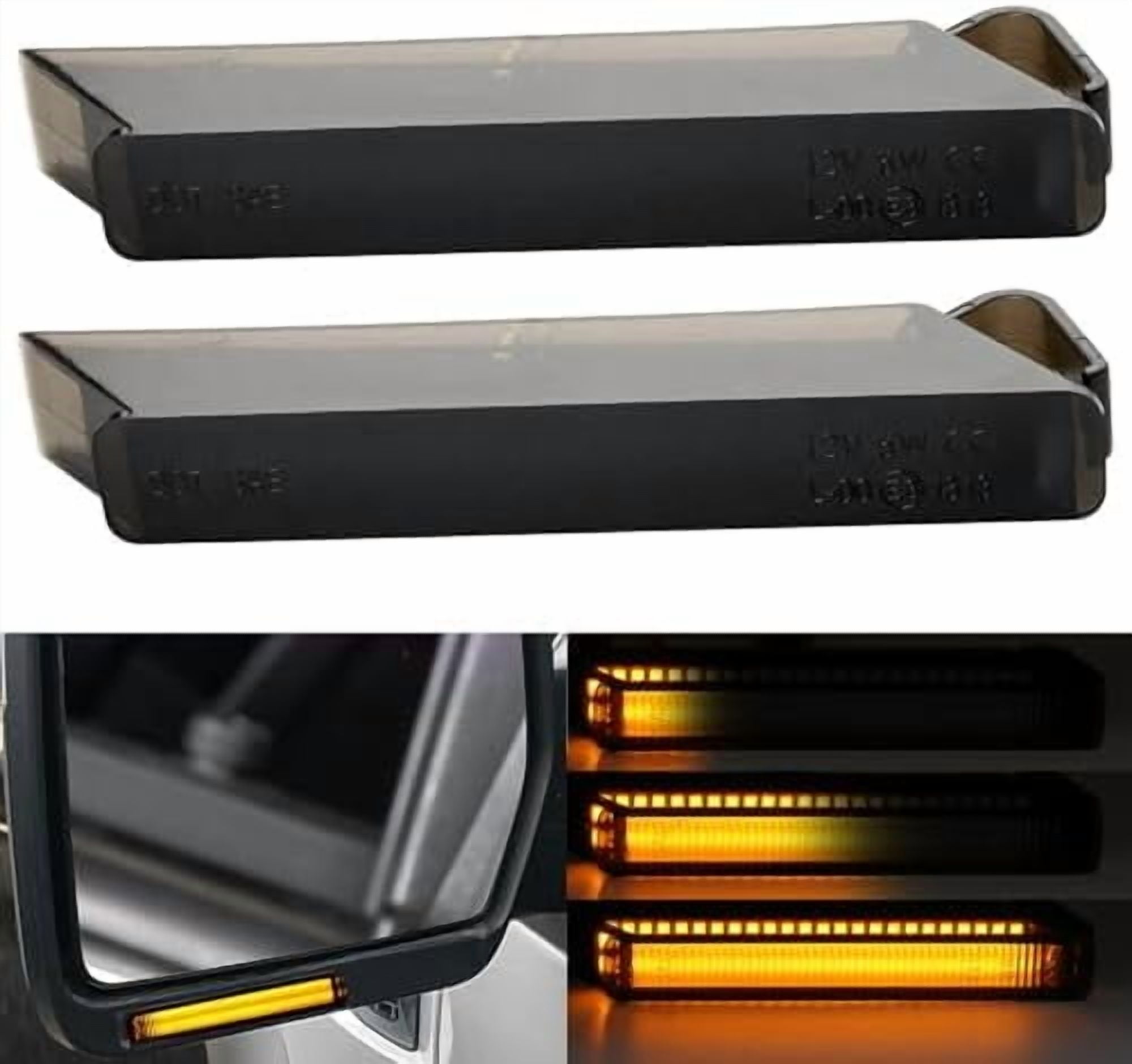 2Pcs Sequential Amber LED Side Mirror Turn Signal Lights Smoked ...
