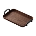 thumbnail image 1 of 2Pcs Serving Tray with Handles, 13x8 Inch Living Room Serving Tray, Brown PVC Tray with Armrests for Teacups Snacks Fruit, 1 of 5