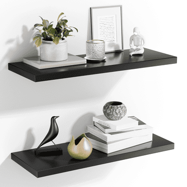 2Pcs/Set 24" Wood Wall Mounted Floating Shelves Storage Shelving For Living Room, Dining Room, Office, Bedroom
