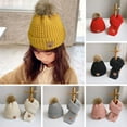 thumbnail image 1 of 2Pcs/Set Autumn Winter Kids Knitting Hat Scarf Set Plush Ball Bear Logo Decor Thick Warm Beanie Hat Scarf Costume Accessories, 1 of 8