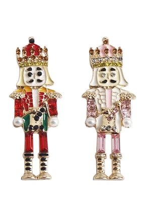 2Pcs/Set Cartoon Nutcracker Soldier Brooch Pin Vintage Decorative Pin Cartoon Brooch Pin Fashion Coat Brooch Lapel for Clothing