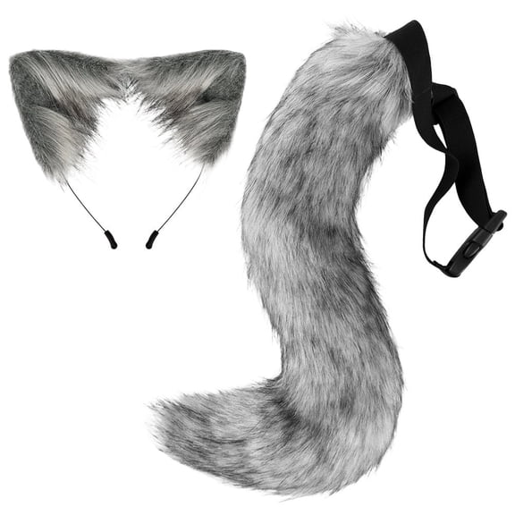 2Pcs/Set Cat Shape Ears Headband Set with Long Tail for Animal Theme Party