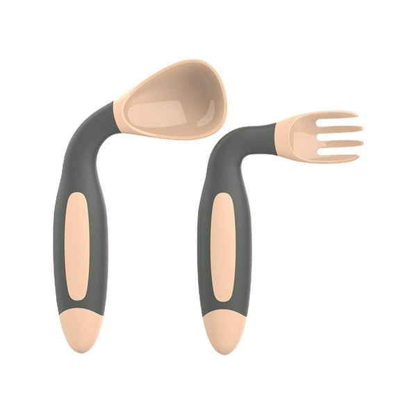 2Pcs/Set Children Tableware Bendable Design Portable Utensils Toddler Feeding Auxiliary Spoon Fork for Toddler