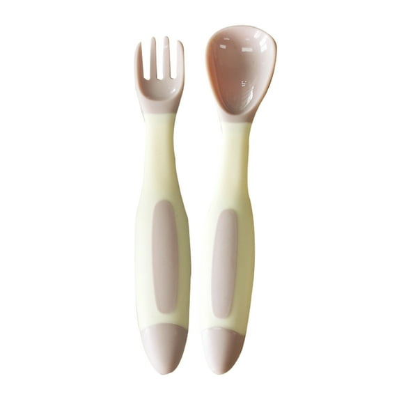 2Pcs/Set Children Tableware Bendable Design Portable Utensils Toddler Feeding Auxiliary Spoon Fork for Toddler