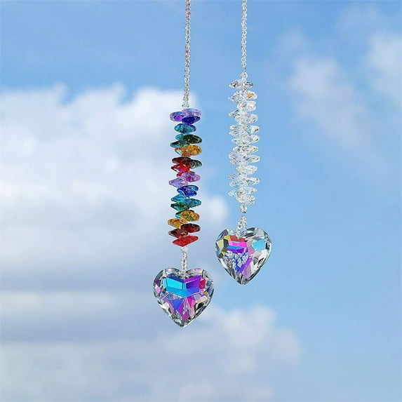 2Pcs-Set Crystal Love Sun Catcher Pendant Lighting Pendant Garden Window Decoration Prism Ball Pendant