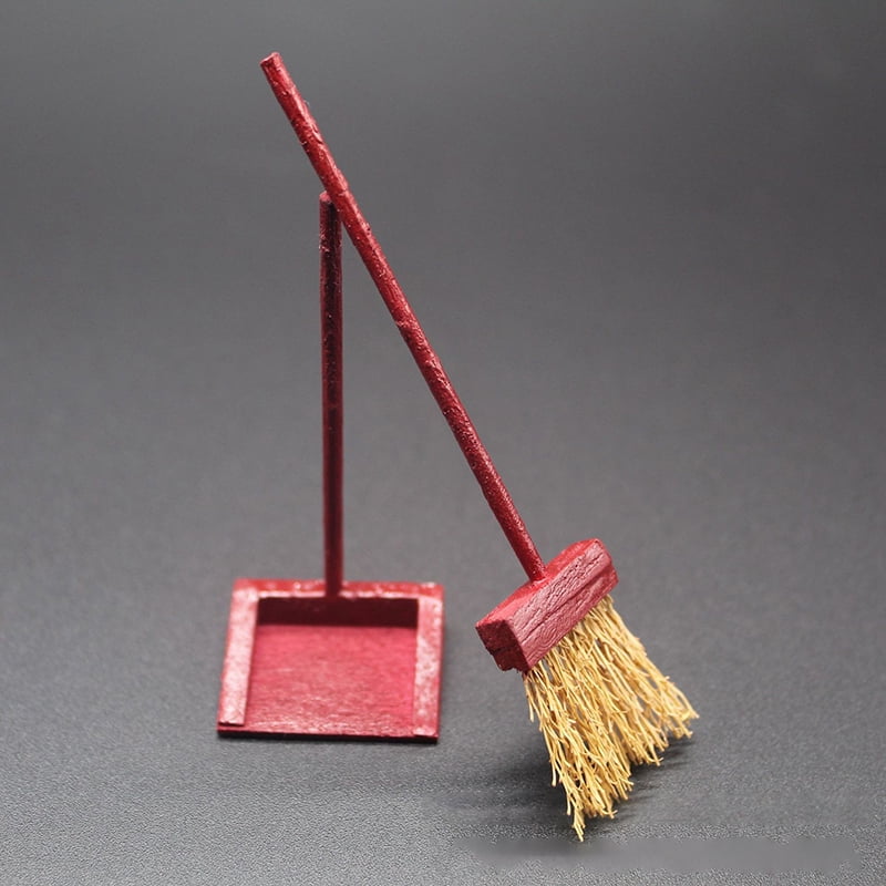 9 Pieces Dollhouse Accessories Miniature Mop Dustpan Bucket Brush