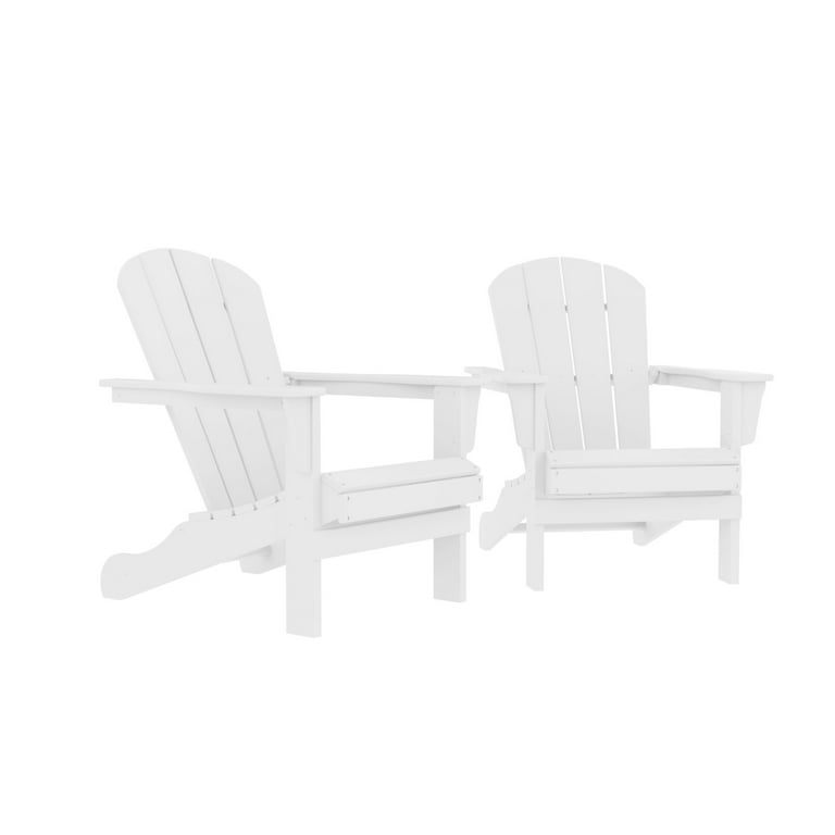 2Pcs Set HDPE Adirondack Chair with Cup Hold DPE Plastic Resin Deck Chair lawn chairs Fire Pit Chairs Sand Chair Patio Outdoor Chairs 300 Lbs Weight Capacity for Patio Backyard Garden White Walmart ...
