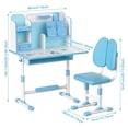 thumbnail image 1 of 2Pcs/Set Kids Study Desk Chair Set, Height Adjustable Children School Study Table Chair Set with Sitting Corrector, Ergonomic Desk Chair with Book Stand, Foot Pedal, Partition Design, 1 of 9