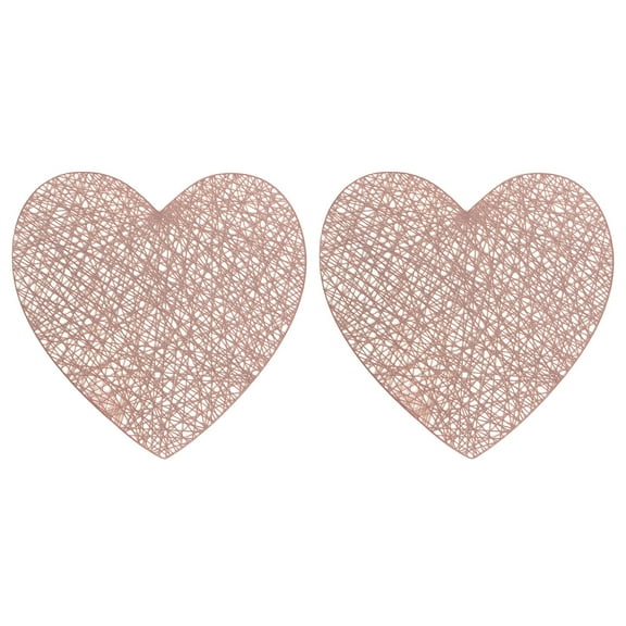 2Pcs/Set Love Heart Placemats Valentines Day Table Decorations for Wedding Romantic Night Anniversary Party PVC Table Cup Mats - 15 inch