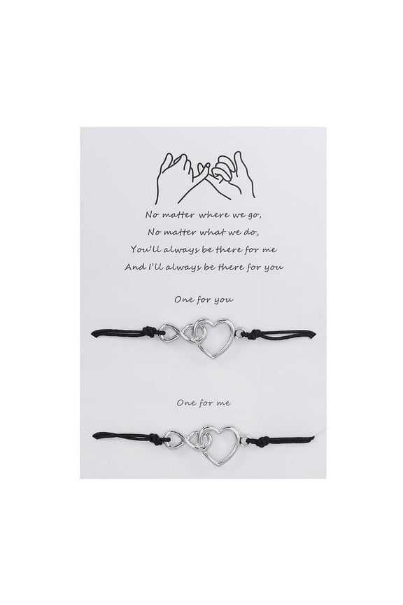 2Pcs/Set Matching Bracelets Heart for Infinity Charm Hand Rope for Couple Mom Daughter Adjustable Cord Meaningful Gift