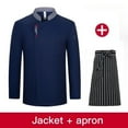 thumbnail image 1 of 2Pcs Set Men Long Sleeve Chef Uniform Restaurant Chef Jacket with Apron Cook Coat Chef T-shirt Work Uniform Waiter Hotel Clothes, 1 of 6