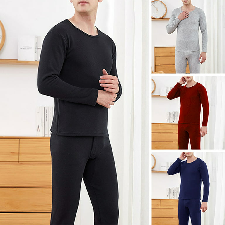 Mens Thicken Cotton Top & Bottom 2PC Set Pajamas Thermal Long Johns  Underwear 