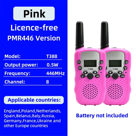 2Pcs/Set Mini Walkie Talkie Children Toy 3 Mile Range Two Way Receiver Electronic toy Radio LCD Flashlight Children Gift for kid (Pink)