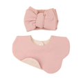 2Pcs/Set Muslin Cotton Ruffled Baby Bibs Hair Bows Girls Headbands