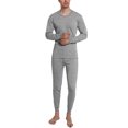 thumbnail image 1 of 2Pcs/Set O-Neck Long Sleeve Elastic Waist Ankle Length Thickened Thermal Underwear Set Autumn Winter Solid Color Fleece Lining Bottoming Top Pants, 1 of 8