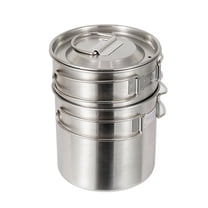 2Pcs/Set Outdoor Camping Cookware Pot, Foldable Coffee Cup With Vent Lids, 304 Stainless Steel Camping Mug For Camping Supplies