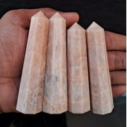 2Pcs Set Peach Moonstone Tower, Stone of Intution & Magic, Peach Moonstone Points, Moonstone Obelisk, Moonstone Crystal Point 3-4Inches
