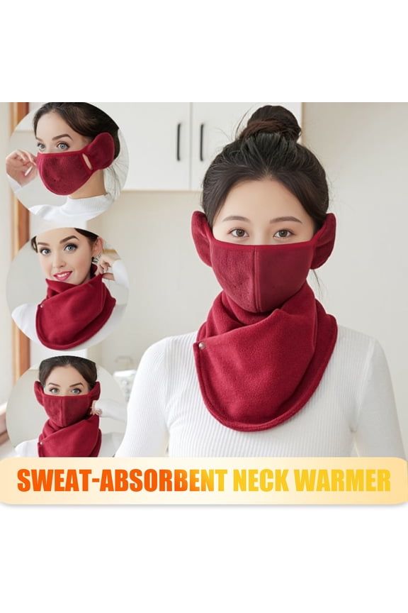 2Pcs/Set Polar Fleece Neck Gaiter Thermal Face Guard Set Thickened Warm Buttons Closure Fleece Wrap Cold Weather Accessory