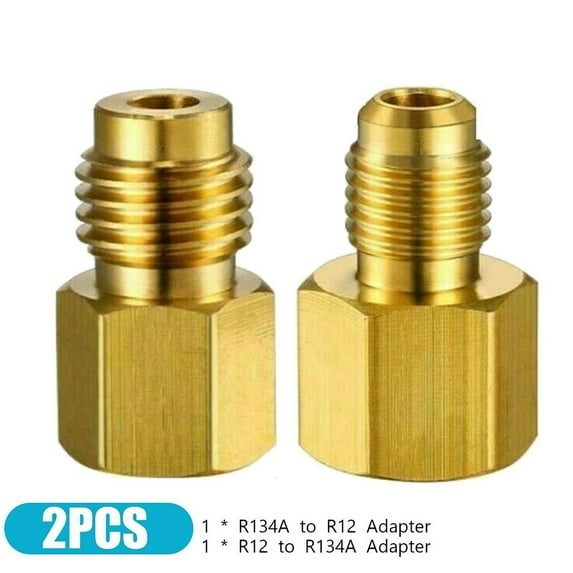2Pcs/Set R134a To R12 Fitting Adapter 1/4 Female Flare 1/2 Acme Male Valve Kits