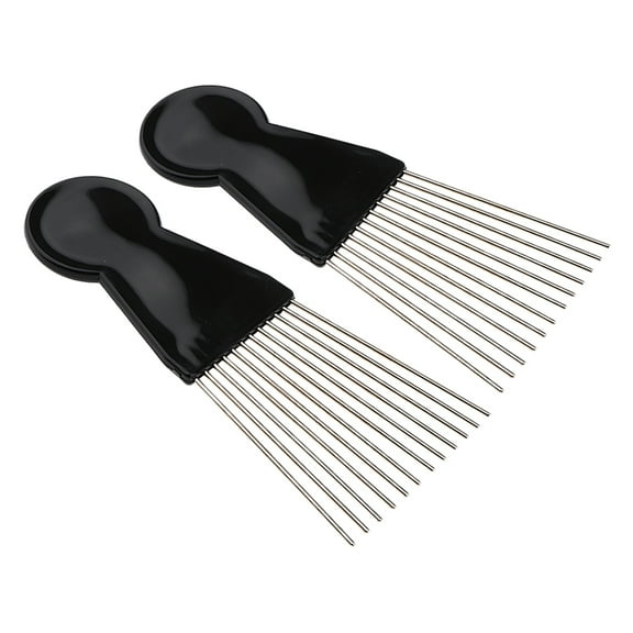 2Pcs/Set Salon Metal Lift Comb Afro Curly Hair Pick Detangling Anti Static Combs