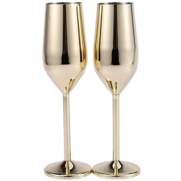 2Pcs/Set Shatterproof Stainless Champagne Glasses Brushed Gold Wedding Toasting Flutes Drink Cup Party Marriage Wine