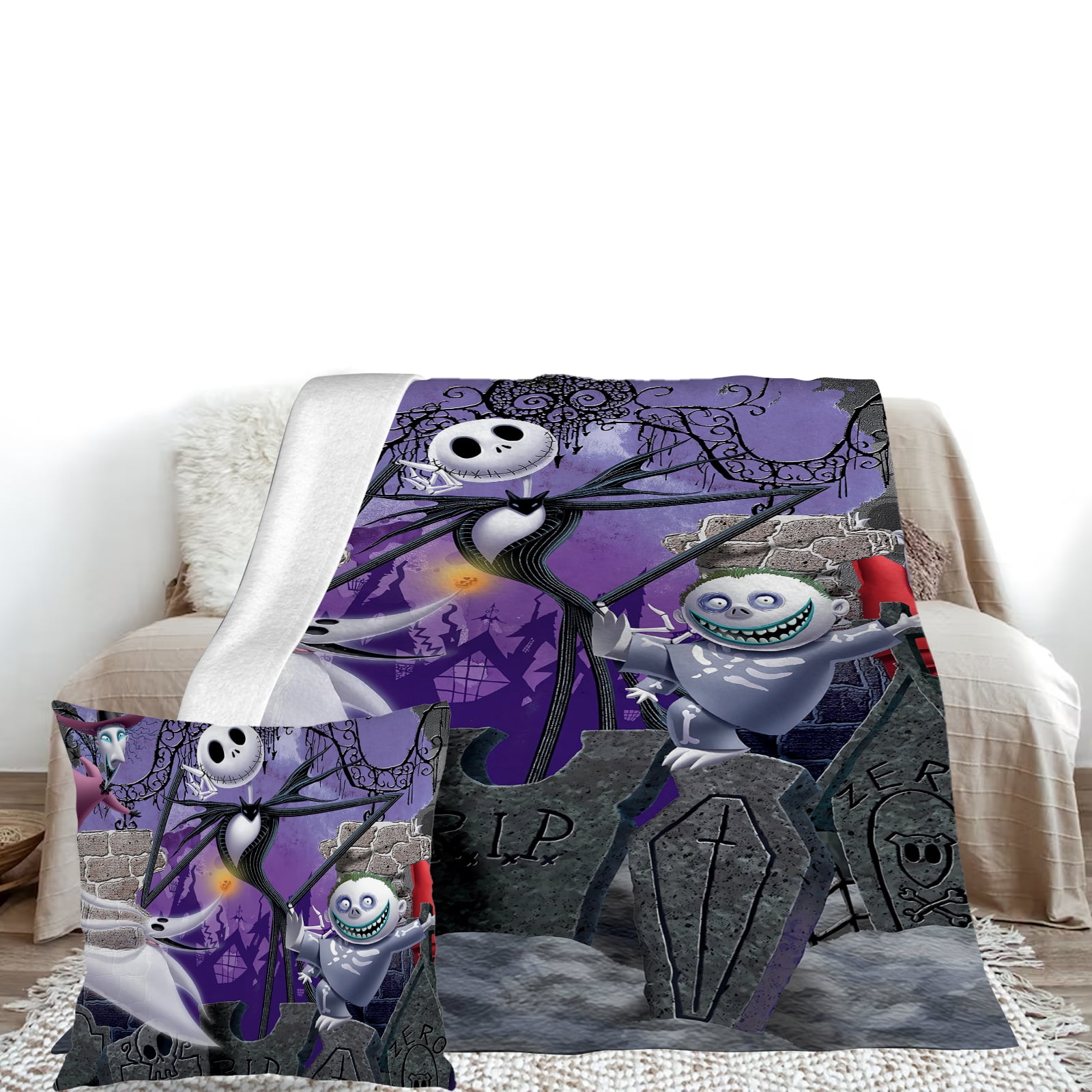 2Pcs/Set The Nightmare Before Christmas blanket with Pillow Case Heavy