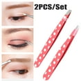 thumbnail image 1 of 2Pcs/Set Tweezers for Women - Slant Pointed Precision Tweezers for Eyebrows & Ingrown Hair Removal - Blackhead and Splinter Tweezer with Sharp Needle Nose Point for Plucking, 1 of 8