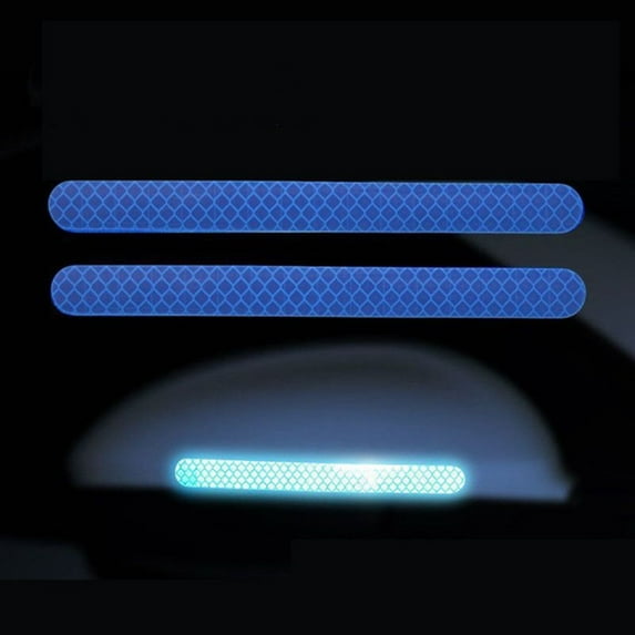 2Pcs/Set Waterproof Motorcycle Rearview Mirror Reflective Car Sticker Safety Warning Strip Tape Truck Vehicle BLUE