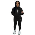 thumbnail image 1 of 2Pcs/Set Women Sweatshirt Sweatpants Solid Color Hooded Tracksuit Plus Size Letter Print Workout Suit Streetwear, 1 of 8