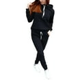 thumbnail image 1 of 2Pcs Set Women's Autumn Winter Active Sweatsuit Hoodie Tracksuit Set Drawstring Loungewear Sweatshirt Pullover + Jogging Sweatpants Tracksuit Activewear Pocket Hooded Sweatsuit Top, 1 of 3