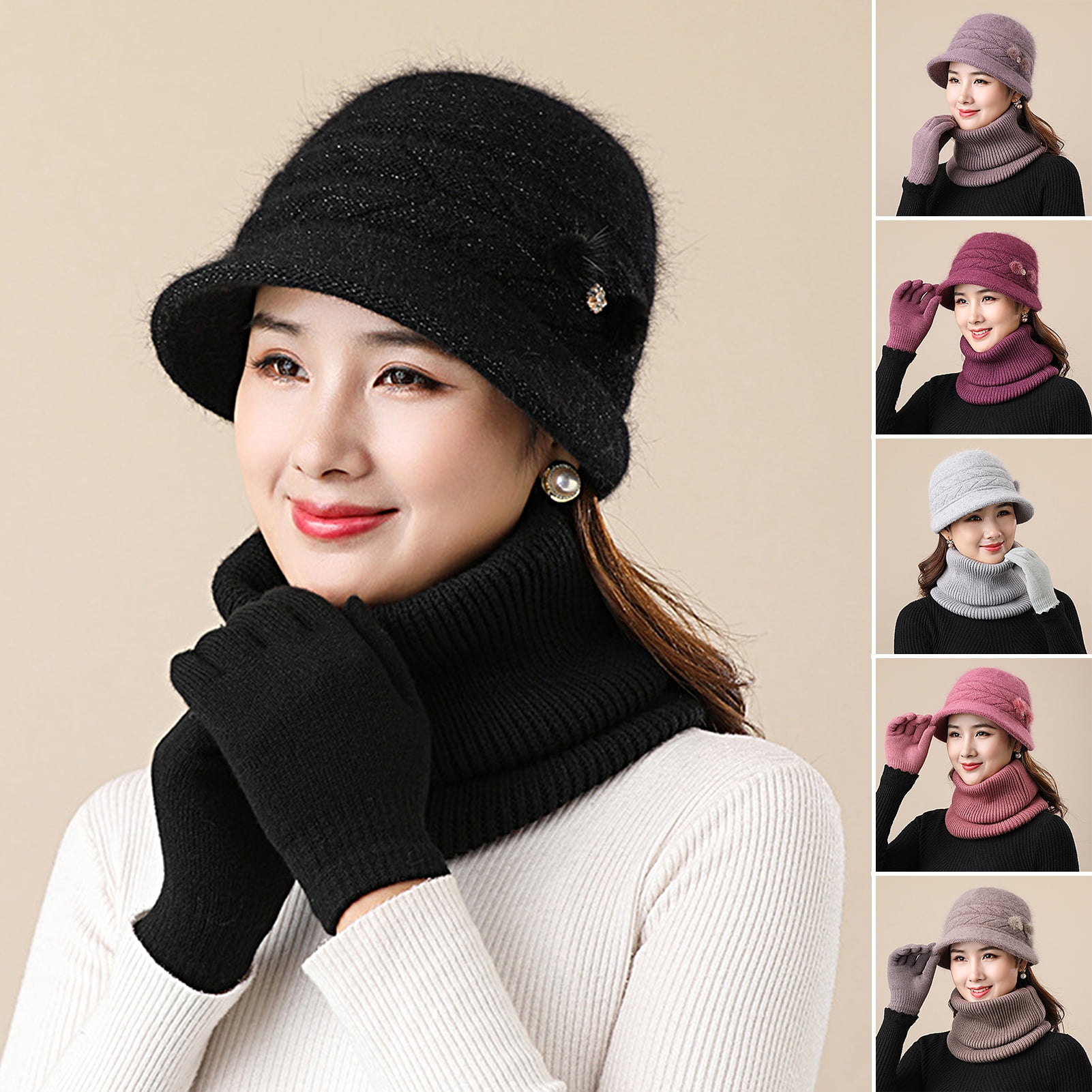 Knit Cap And Neck warmer Set ? Soft & fuzzy Winter Beanie Hat Scarf joint Set Warm Fuzzy Knit Hat Neck  main image 3